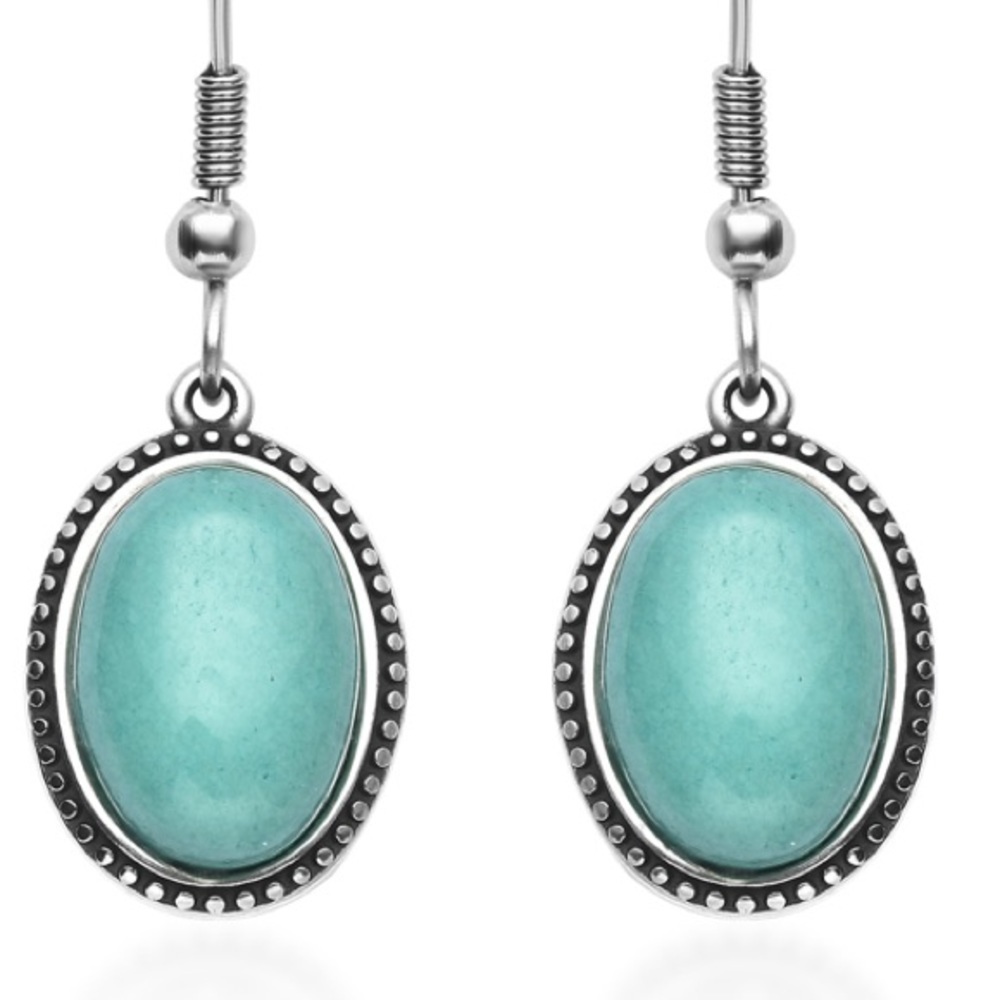NWT Premium Russian Amazonite, stainless steel dangle earrings